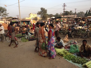 Pretty dresses on a market place in Purnia