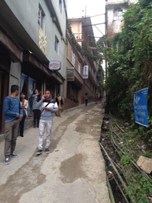 Streets in Darjeeling are narrow and steep